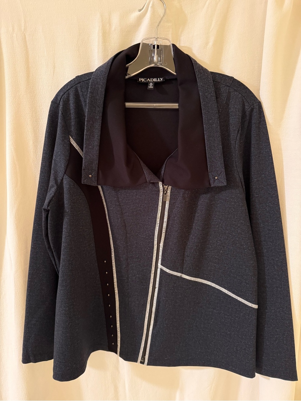Picadilly Dark Navy Walker Jacket with Contrast Trim